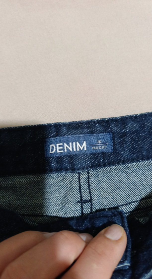 Lacivert Midi Denim Mini Etek - Görsel 4