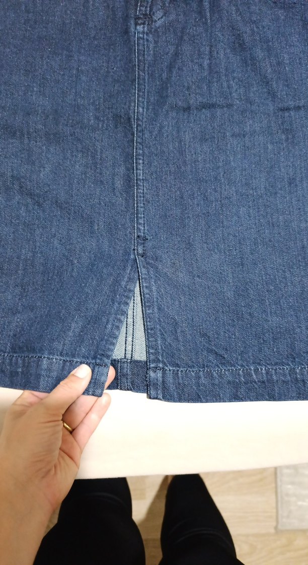 Lacivert Midi Denim Mini Etek - Görsel 2