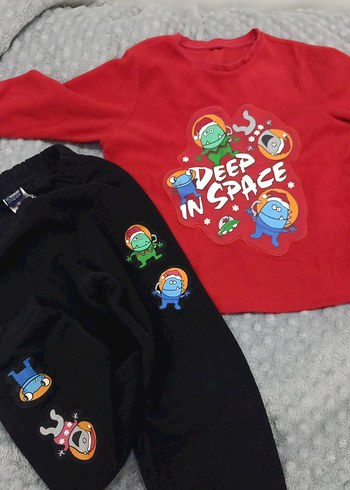 Kırmızı Uzun Kollu Erkek Pijama Takımı Velcro - Görsel 5