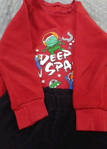Kırmızı Uzun Kollu Erkek Pijama Takımı Velcro - Görsel 2