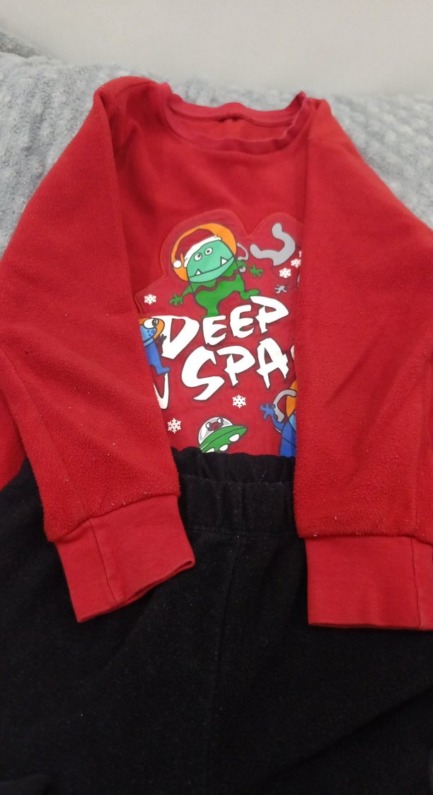 Kırmızı Uzun Kollu Erkek Pijama Takımı Velcro - Görsel 2