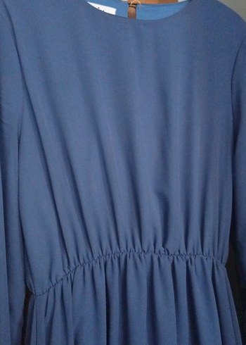 Mavi Uzun Kollu Bohem Uzun Elbise - Görsel 4