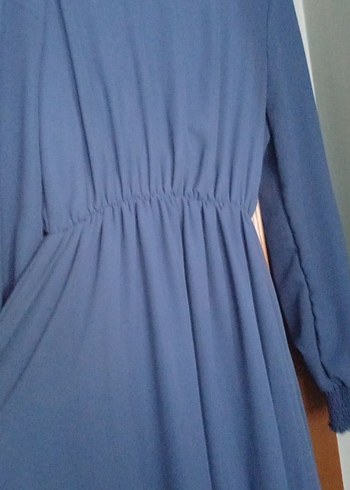 Mavi Uzun Kollu Bohem Uzun Elbise - Görsel 3