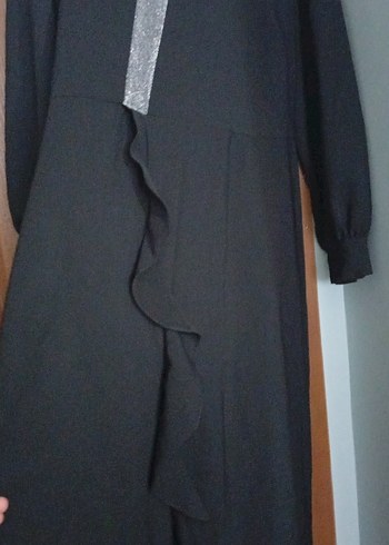 Siyah Uzun Drapeli Kadın Elbise - Görsel 2