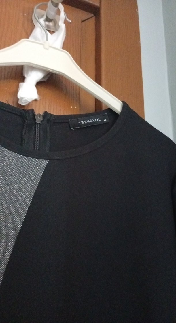 Siyah Uzun Drapeli Kadın Elbise - Görsel 4