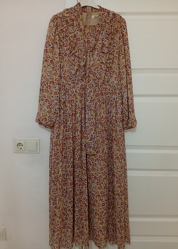 Desenli şifon elbise - Görsel 3