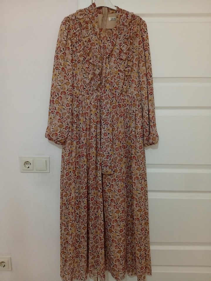 Desenli şifon elbise - Görsel 3