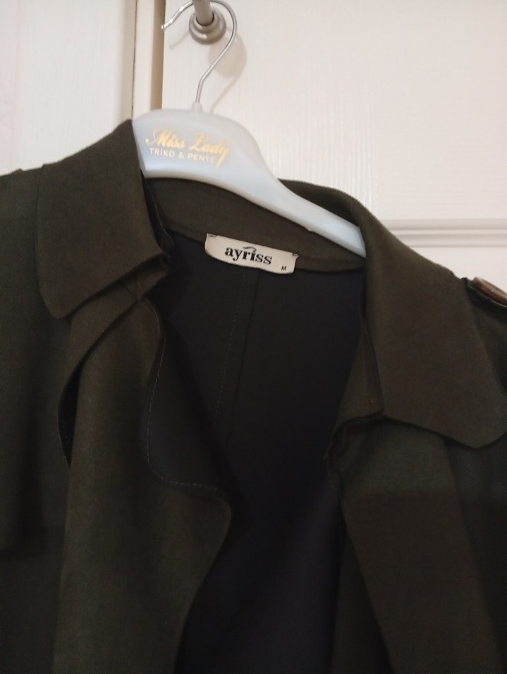 yeşil Süet Uzun Kuşaklı Kadın Trençkot - Görsel 2