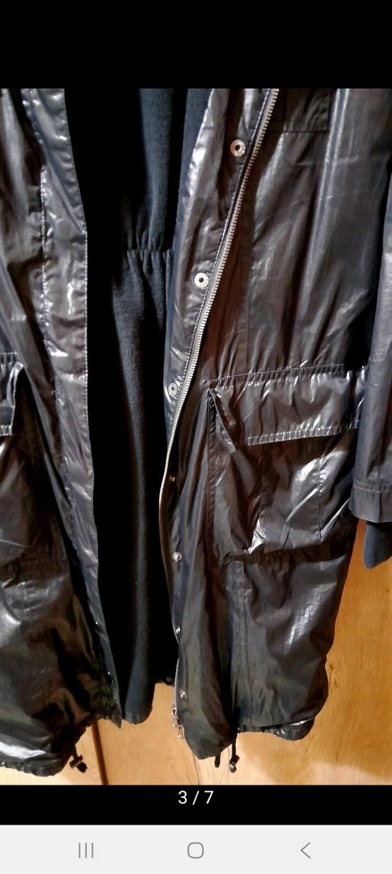 Siyah kadın Uzun Yağmurluk Fermuarlı - Görsel 2