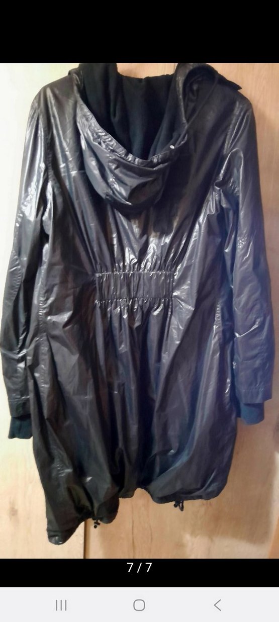 Siyah kadın Uzun Yağmurluk Fermuarlı - Görsel 3