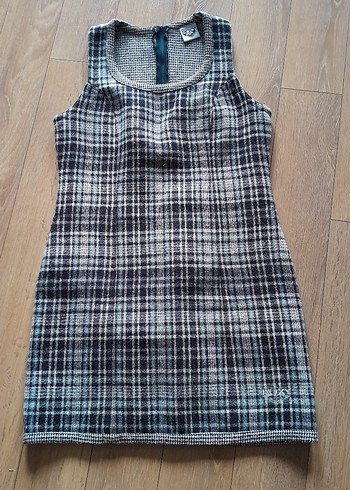 OXXO Gri Kareli  Kolsuz  elbise - Görsel 2