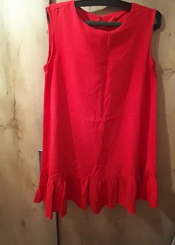 Kolsuz Kırmızı Midi Elbise - Görsel 2