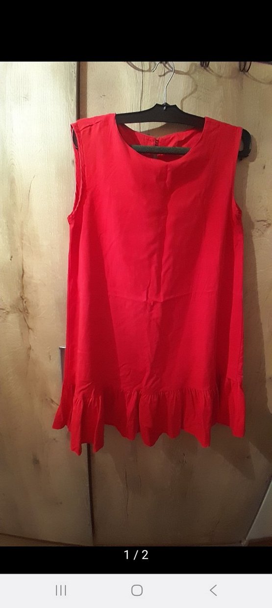 Kolsuz Kırmızı Midi Elbise - Görsel 2