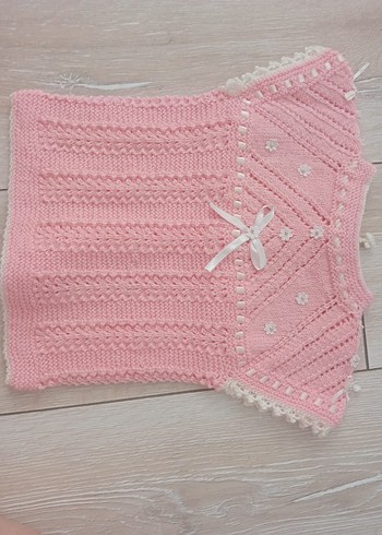 Diğer el örgüsü Kız Çocuk Pembe Nakışlı Örgü Süveter