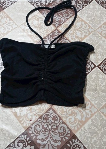 Siyah Straplez Gotik Mini Crop Top