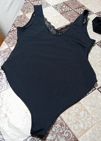 l Beden siyah Renk Dantel Detaylı Siyah Gotik Mayo