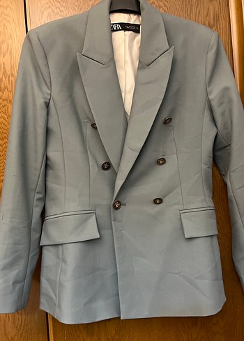 Zara Sik Acik Mavi Cift Sirali Blazer Ceket