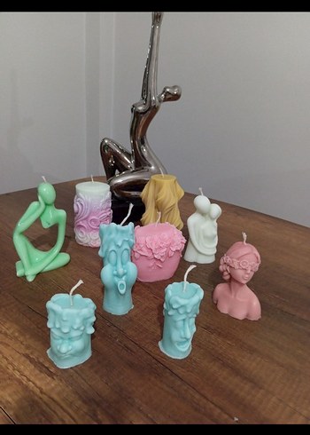 Pastel Renkli Yüz Figürlü Mum Seti - Görsel 3