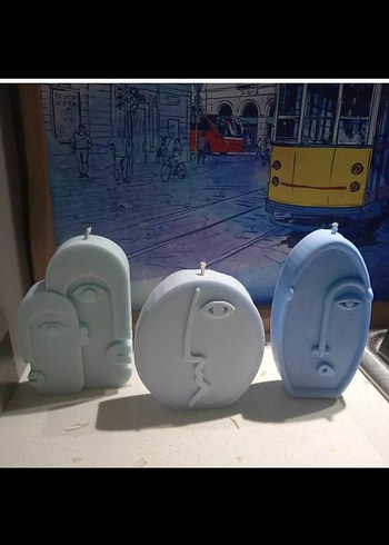 Soyut Yüz Tasarımlı mum Seti - Görsel 3
