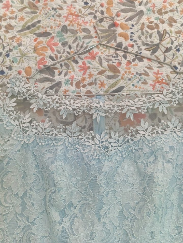 Dantel Detaylı Mavi Midi Elbise - Görsel 4