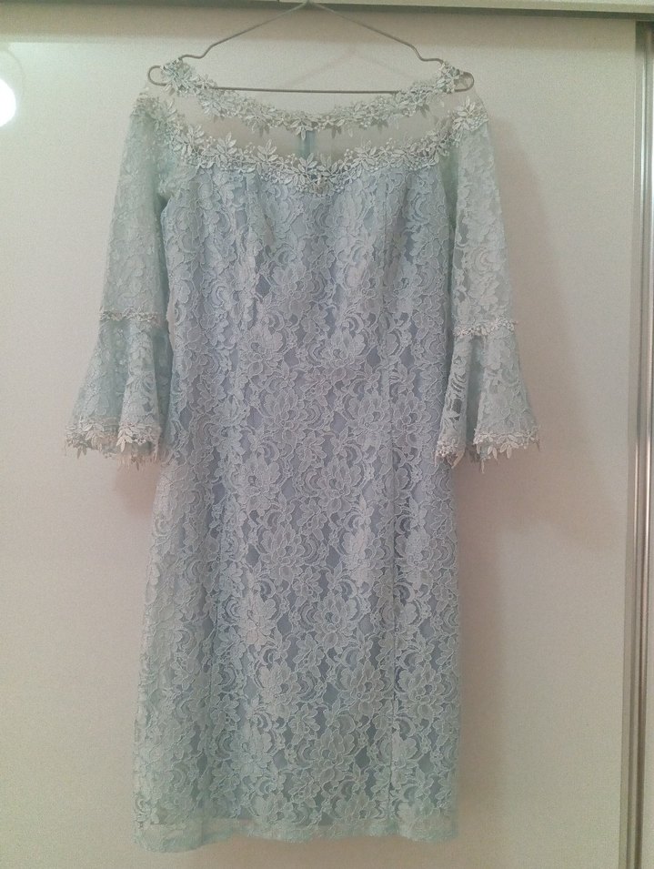 Dantel Detaylı Mavi Midi Elbise - Görsel 2