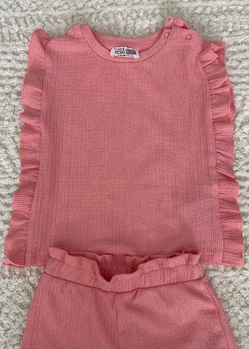 HelloBaby Pembe Fırfırlı Kolsuz Bebek Kıyafet Takımı