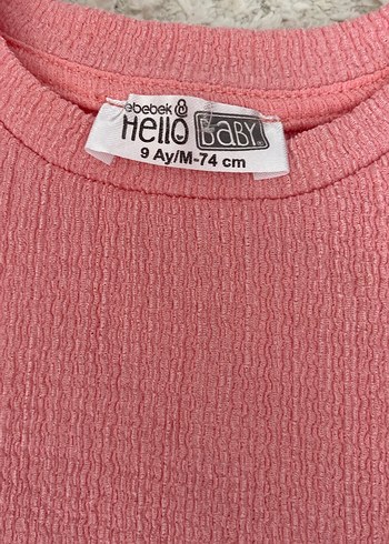 9 Ay Beden pembe Renk Pembe Fırfırlı Kolsuz Bebek Kıyafet Takımı