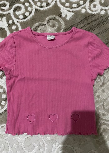 Dantel Detaylı Pembe Kız Çocuk Tişört - Görsel 6