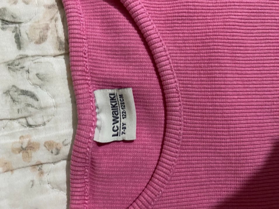 Dantel Detaylı Pembe Kız Çocuk Tişört - Görsel 5