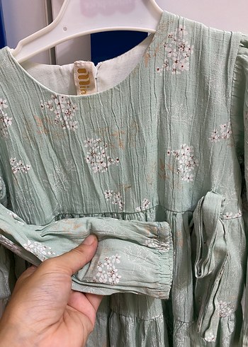 24-36 Ay Beden Kız Çocuk Yeşil Nakışlı Bohem Elbise