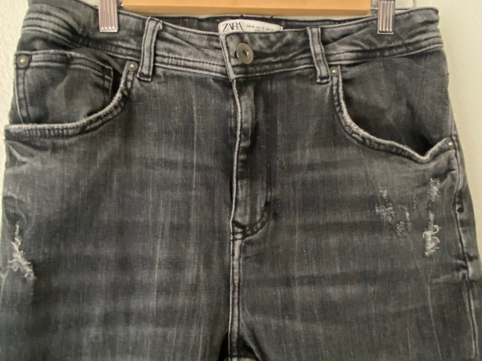 Gri Yırtık Bol Kesim Erkek Kot Pantolon - Görsel 3