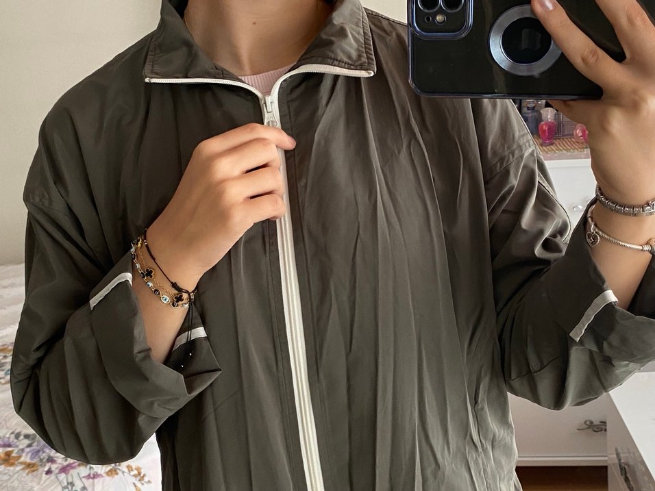 Gri Uzun Fermuarlı Kadın Trençkot - Görsel 5