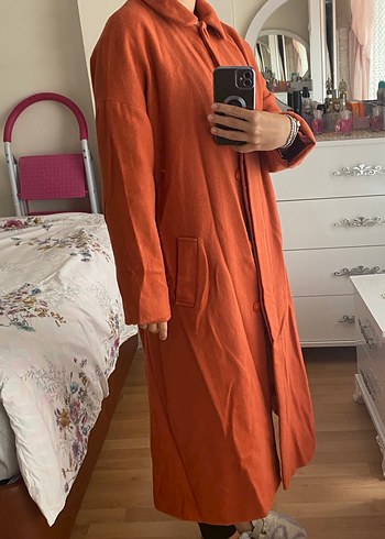 Düğmeli Camel Midi Kadın Kaban - Görsel 2