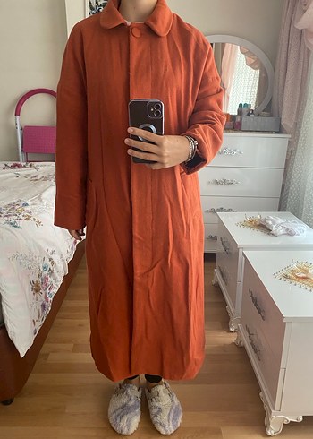 Düğmeli Camel Midi Kadın Kaban