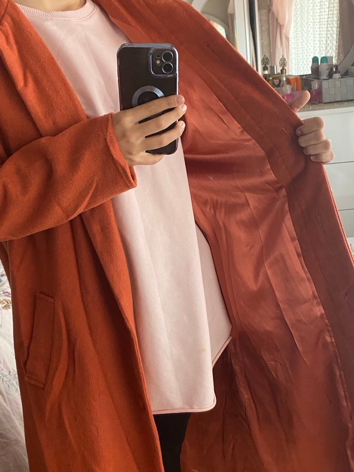 Düğmeli Camel Midi Kadın Kaban - Görsel 5