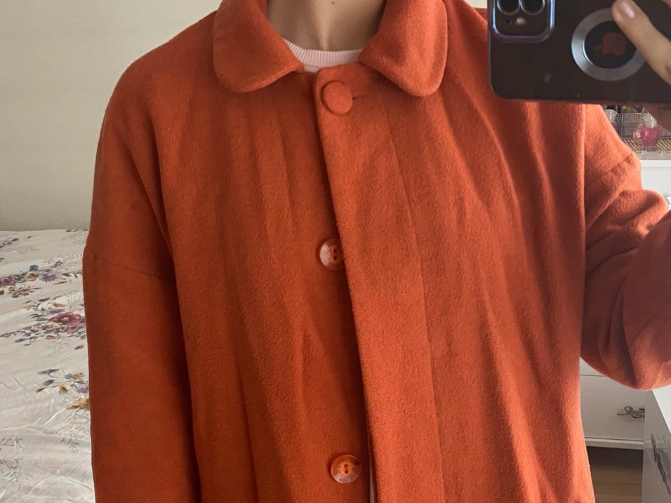 Düğmeli Camel Midi Kadın Kaban - Görsel 4