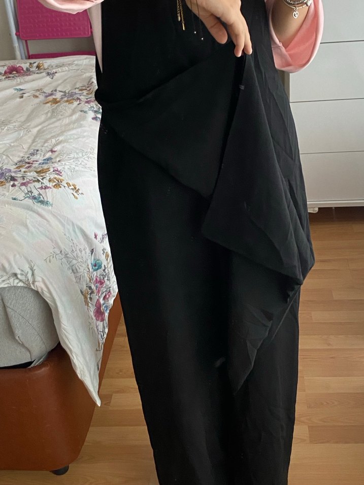 Kadın Siyah Askılı Midi Rahat Tulum - Görsel 3