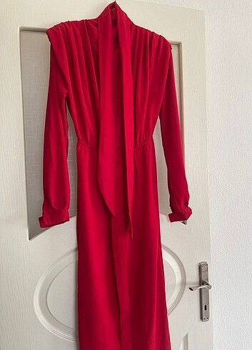 38 Beden kırmızı Renk Tesettür Elbise 