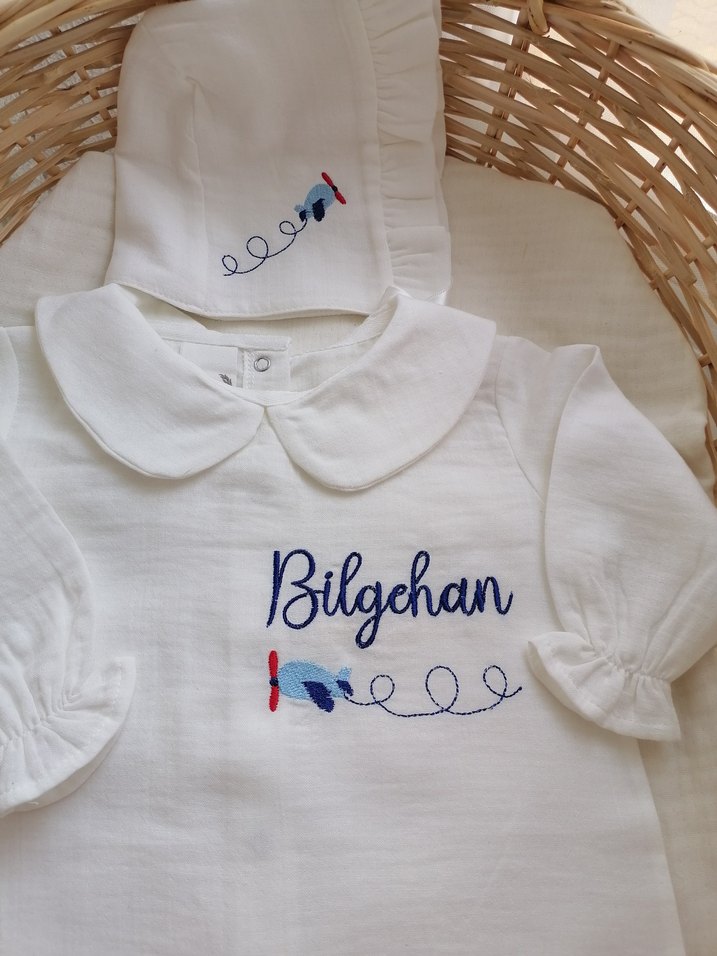 Nakışlı müslin tulum - Görsel 5