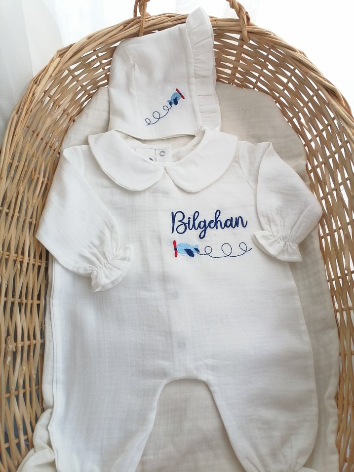 Nakışlı müslin tulum - Görsel 4