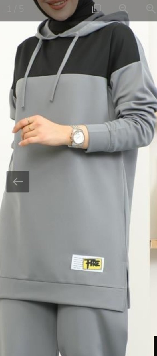 Gri Uzun Kollu Kadın Eşofman Takımı - Görsel 5