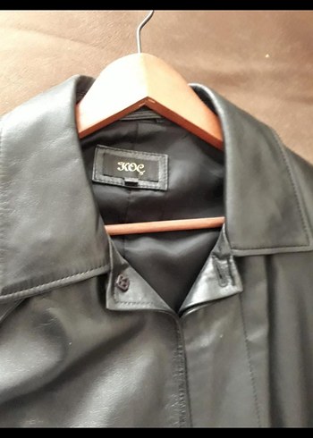 Düğmeli Siyah Deri Kadın Ceket - Görsel 4