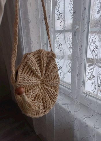 Renkli Nakışlı Bej Örgü Kadın Çapraz Çanta 
defosu yok - Görsel 2