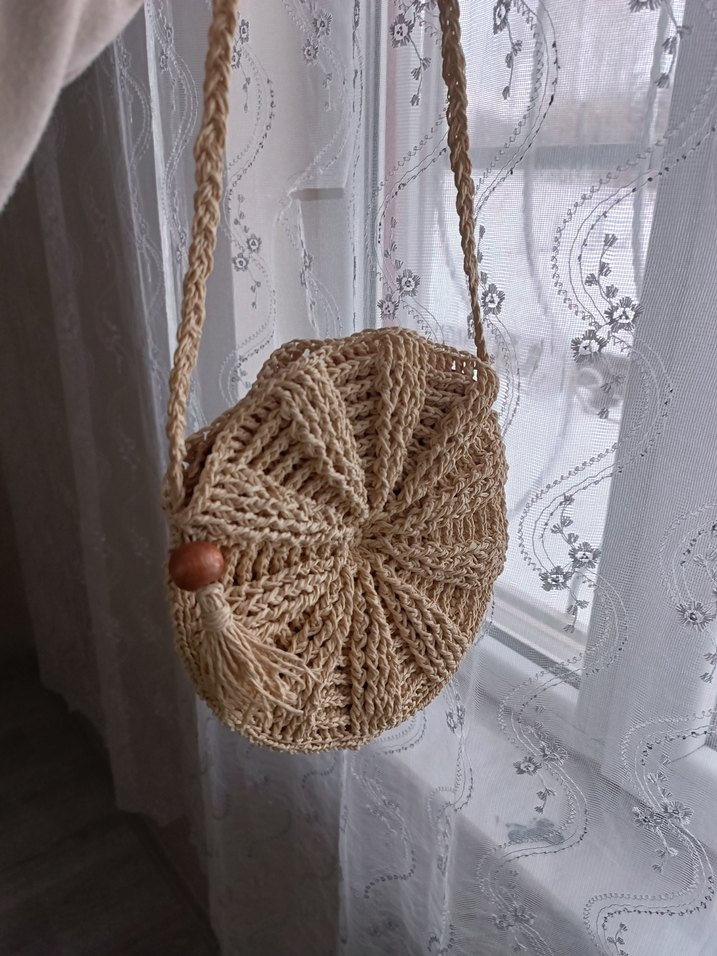 Renkli Nakışlı Bej Örgü Kadın Çapraz Çanta 
defosu yok - Görsel 3