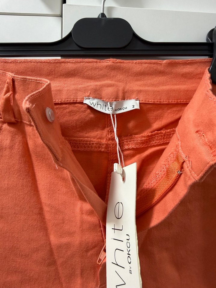 Kırmızı Kadın Pamuk Kumaş Pantolon - Görsel 5