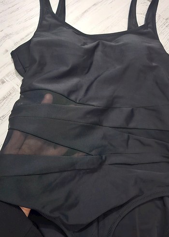 Siyah İnce Askılı Kemerli Mayo - Görsel 2