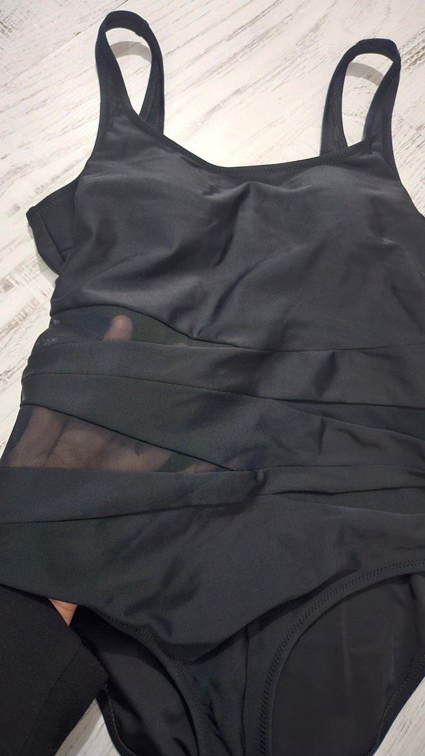 Siyah İnce Askılı Kemerli Mayo - Görsel 2