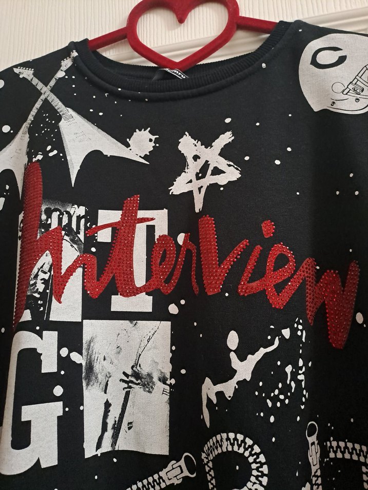 Kadın Siyah Baskılı Uzun Kollu Sweatshirt - Görsel 2