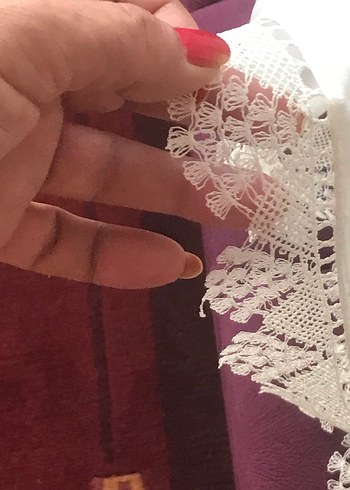 Dantel Detaylı Beyaz Kadın örtü - Görsel 4