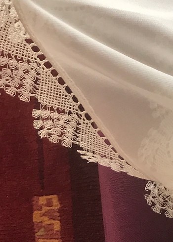 Dantel Detaylı Beyaz Kadın örtü - Görsel 5